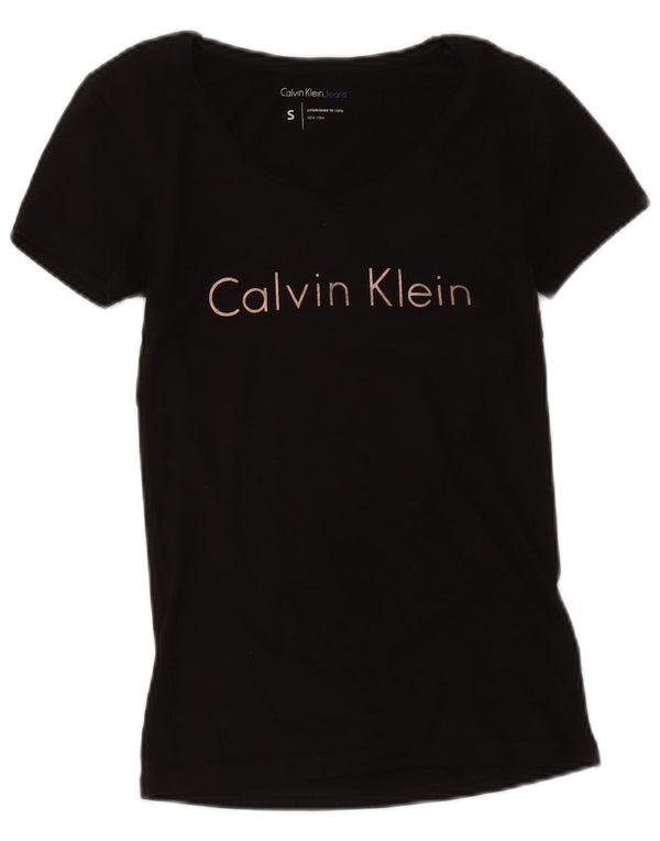 Damska koszulka graficzna Calvin Klein Jeans Top UK 10, mała czarna