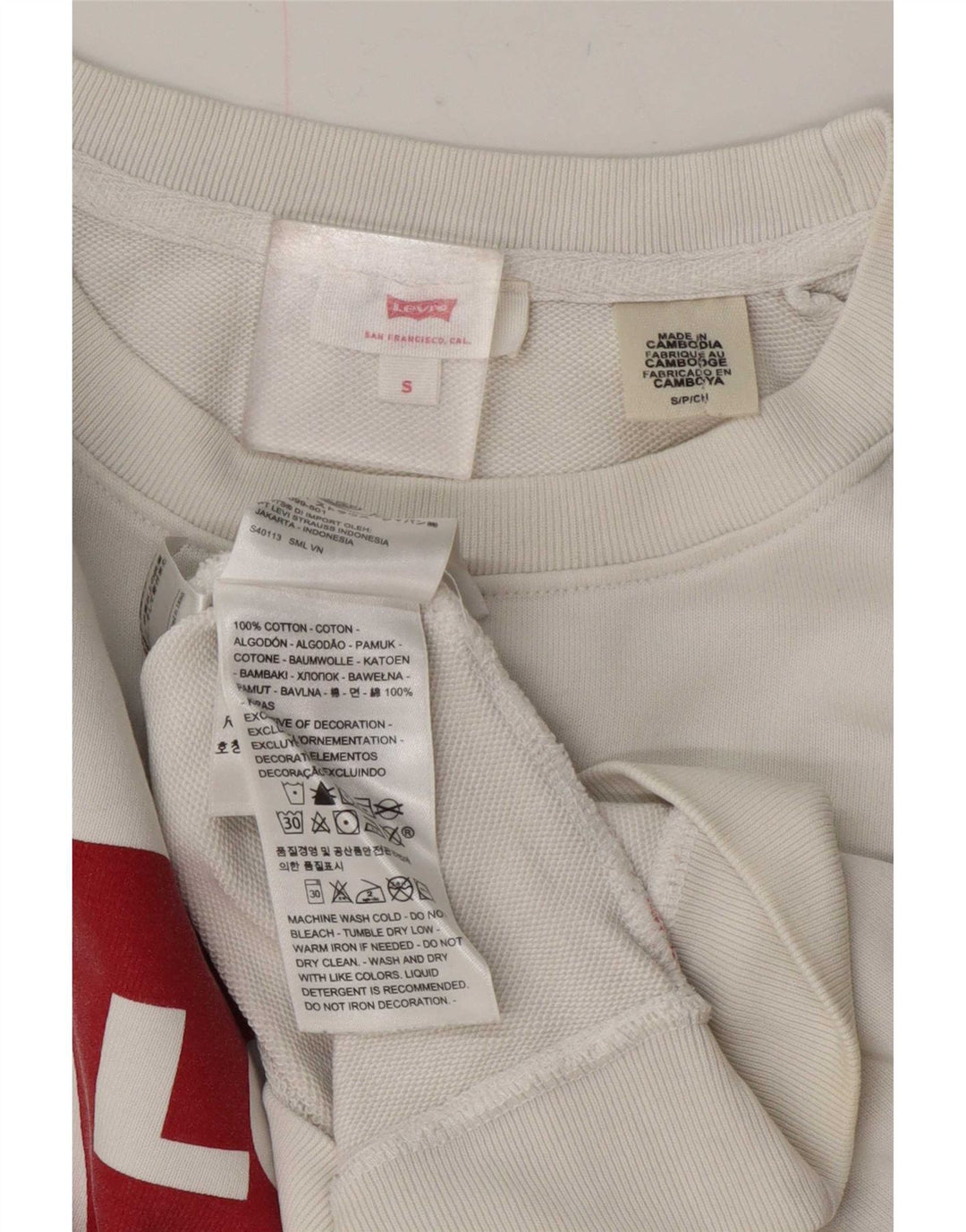 Damski sweter oversize Levi's z grafiką UK 10, mały, biały, bawełniany