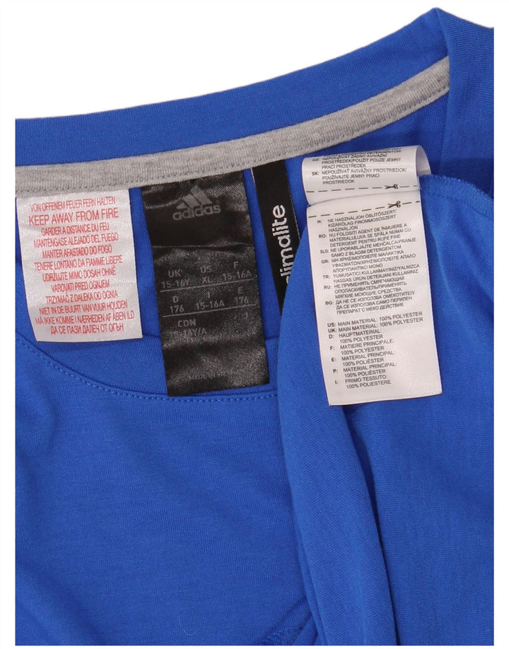 Chłopięca koszulka ADIDAS Climalite 15-16 lat, niebieska, poliester