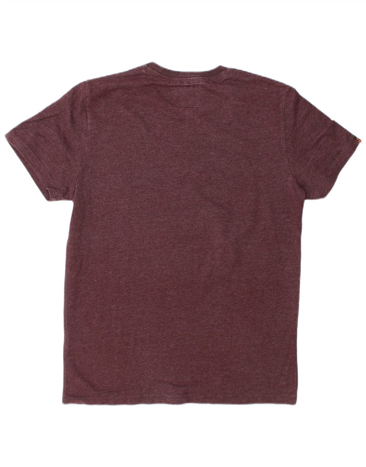Męski T-shirt z grafiką Superdry, top XL, bordowy poliester