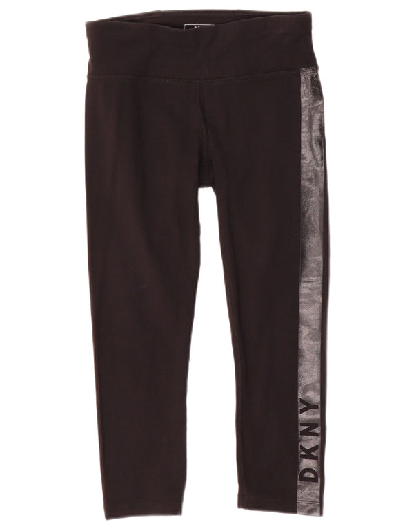 Damskie legginsy Capri Dkny z grafiką UK 4 XS, czarna bawełna z blokami kolorów