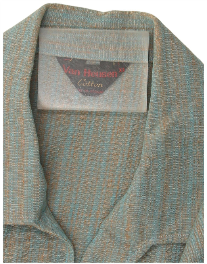 Męska koszula z krótkim rękawem Van Heusen XL, niebieska, bawełniana w kratkę