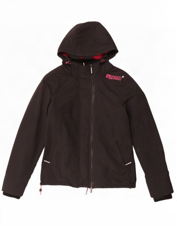 Damska wiatrówka z kapturem Superdry UK 14, duża czarna