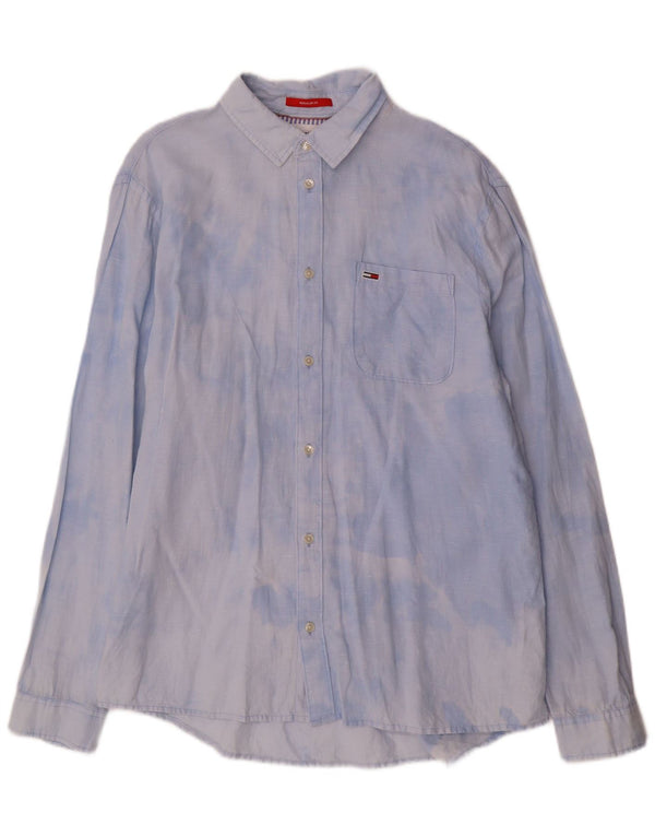 Męska koszula o regularnym kroju TOMMY HILFIGER XL, niebieska, z bawełny Tie Dye