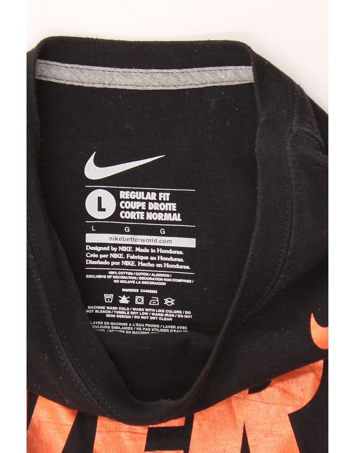 NIKE Mens Regular Fit Graphic T-Shirt Top Large Black Cotton