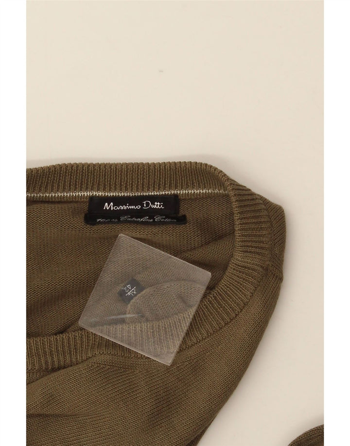 MASSIMO DUTTI Męski sweter z okrągłym dekoltem XL, brązowy, bawełniany