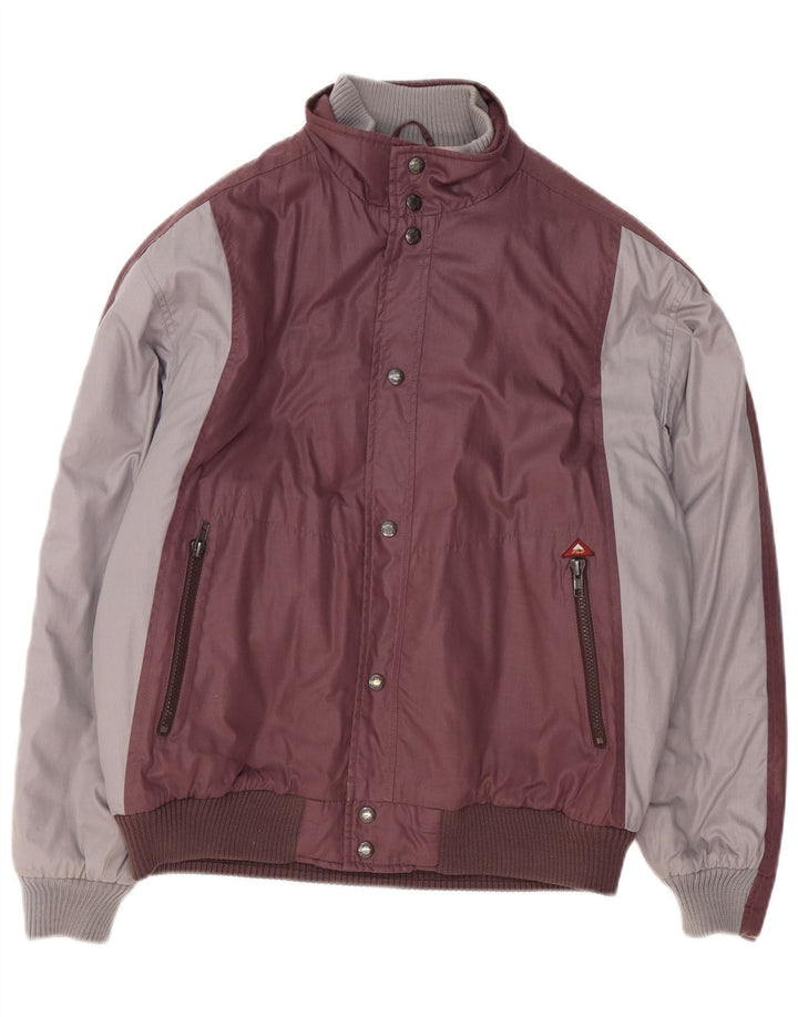 Męska kurtka bomberka w stylu vintage UK 38, poliester w kolorze średniego burgunda