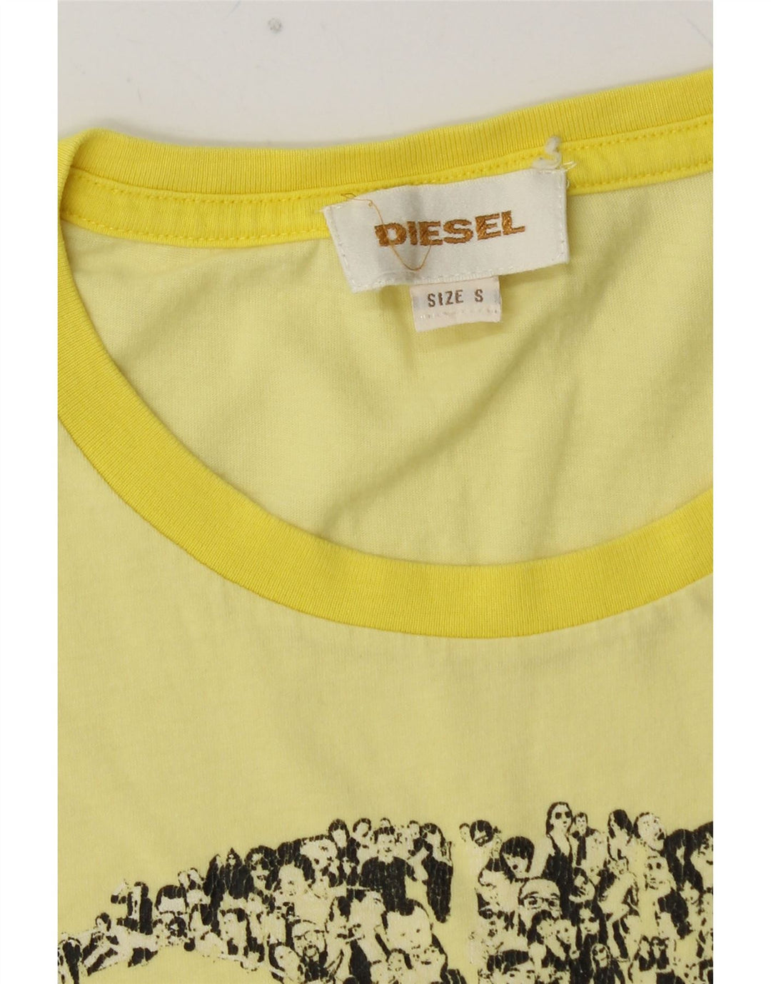 Męski T-shirt z grafiką DIESEL, mały, żółty blok kolorów