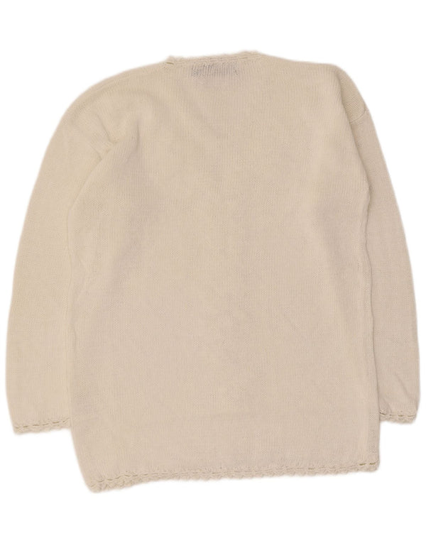 Hannah Womens V-Neck Jumper Sweater One Size White Ramie