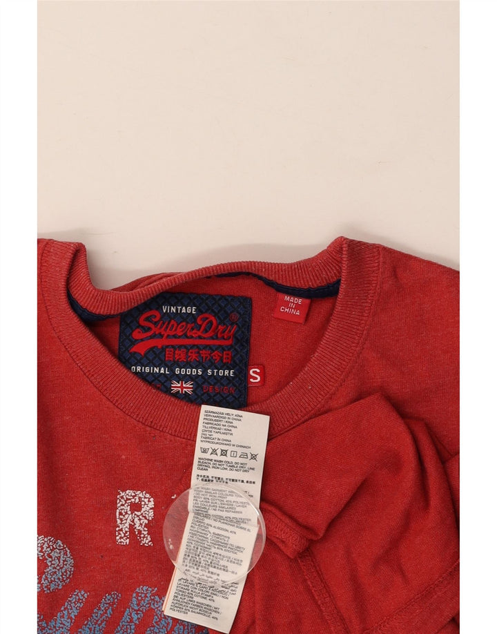 SUPERDRY Męski T-shirt z grafiką, mały, czerwony, bawełniany