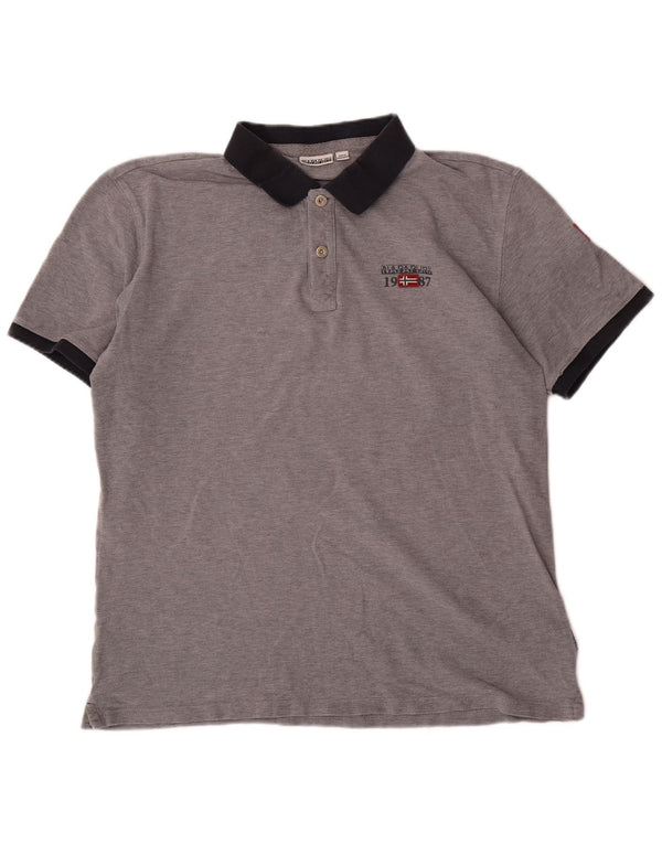 Napapijri Mens Polo Shirt 2XL Grey Cotton