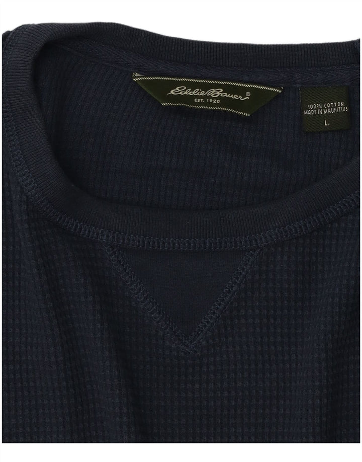 EDDIE BAUER Mens Top Long Sleeve Large Navy Blue Cotton