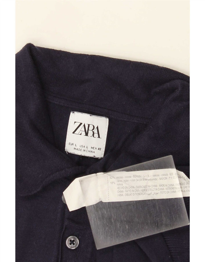 Męska koszulka polo Zara, duża, granatowa, wiskozowa