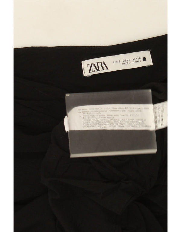 Krótki top damski Zara na jedno ramię UK 8 Small, czarna wiskoza