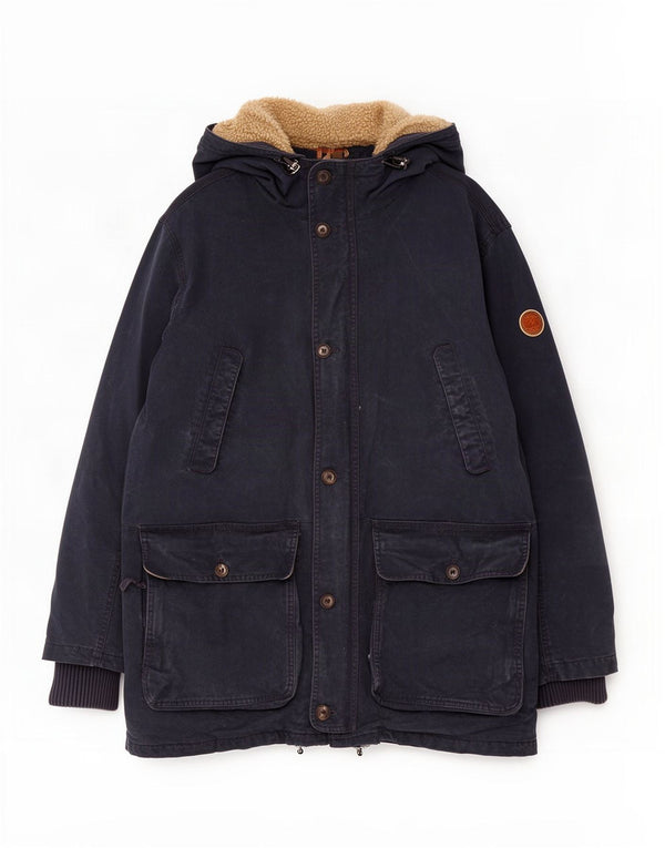 Męski ocieplany płaszcz z kapturem Timberland UK 42 XL, granatowa, bawełniana