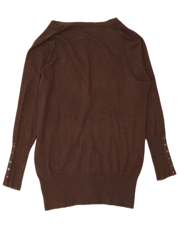 Sweter damski Zara Cardigan UK 14, duży brązowy sztuczny jedwab