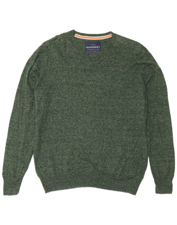 Męski sweter Superdry z okrągłym dekoltem 2XL, bawełniany w zielone plamki