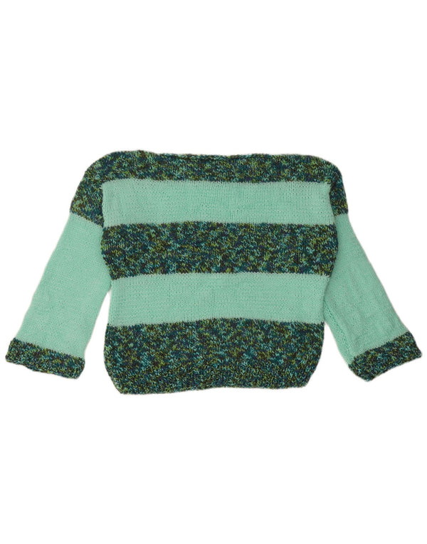 Vintage damski sweter z dekoltem w łódkę UK 14, duże zielone paski