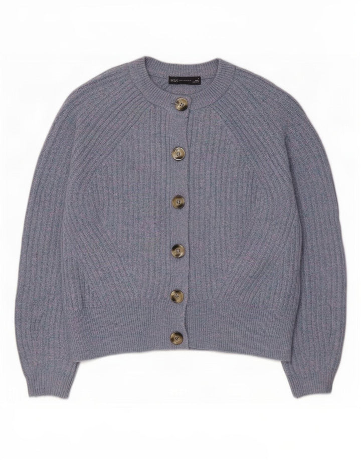 Marks & Spencer Damski sweter kardigan UK 14 Średni niebieski akryl