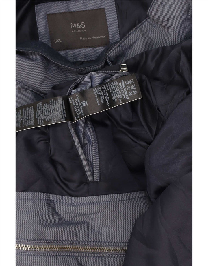 Męska kurtka bomber Marks & Spencer UK 46 3XL, niebieska, bawełniana w bloki kolorów
