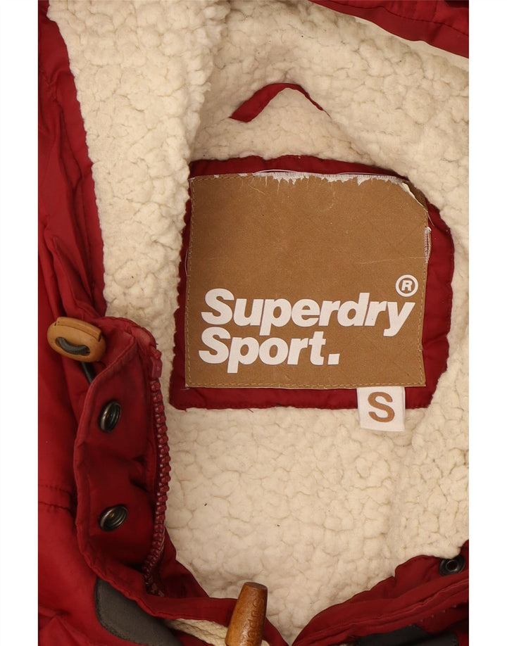 Damska wyściełana kamizelka z kapturem SUPERDRY UK 10, mała, czerwona, poliester