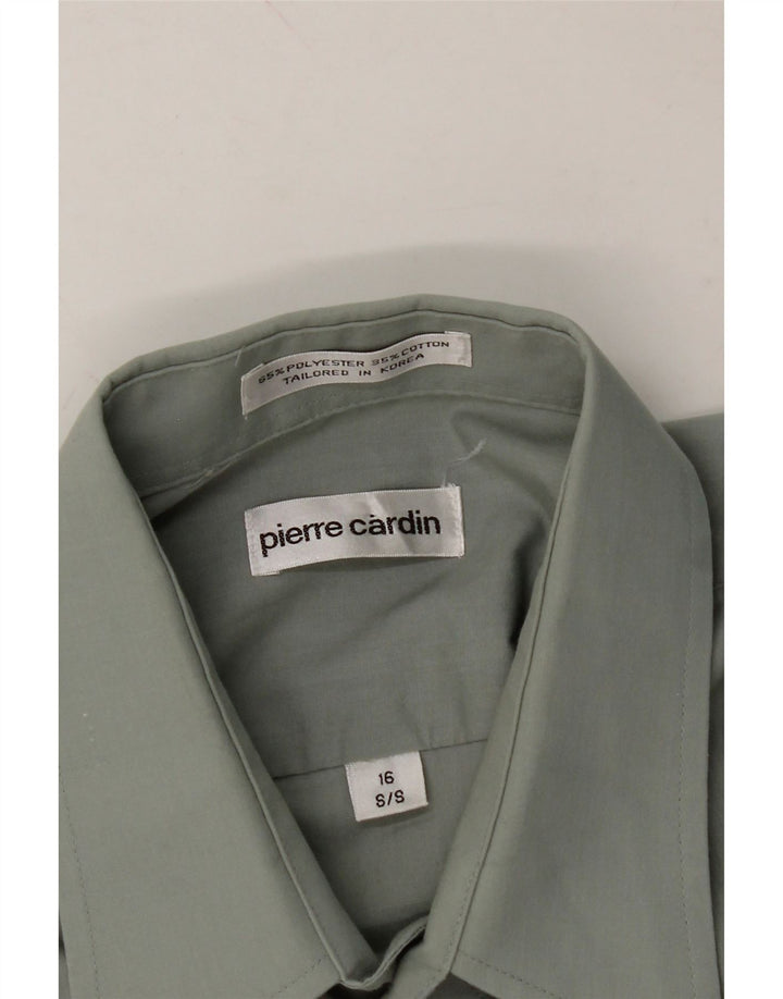 PIERRE CARDIN Mens Short Sleeve Shirt Size 16 Large Green Polyester Vintage Pierre Cardin and Second-Hand Pierre Cardin from Messina Hembry 