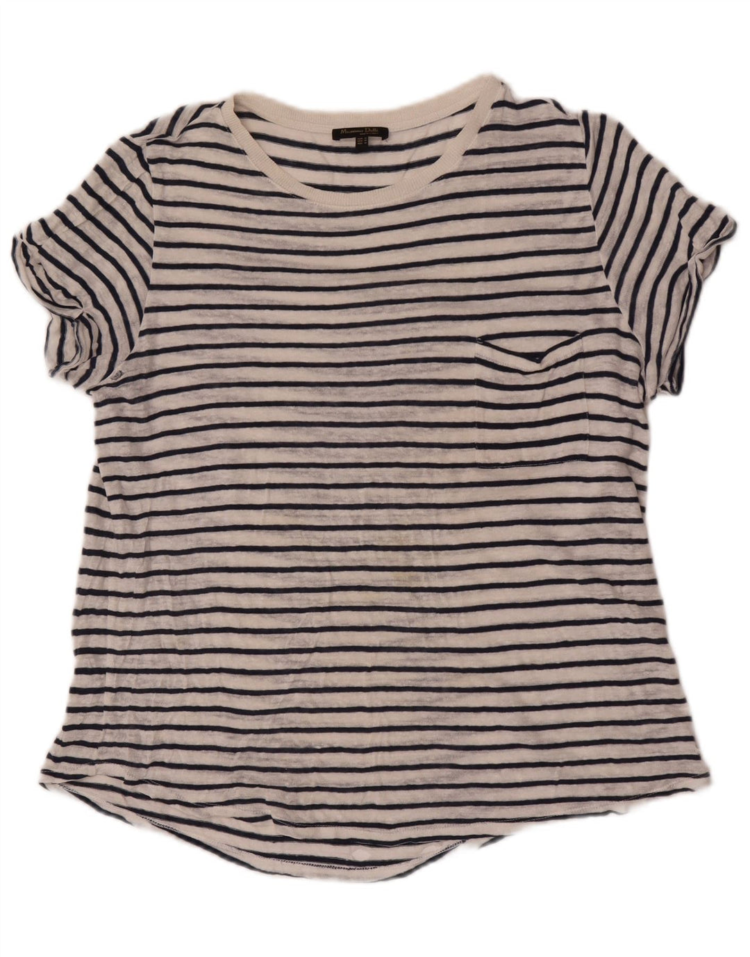 T-shirt damski Massimo Dutti Top UK 14 w średnie białe paski