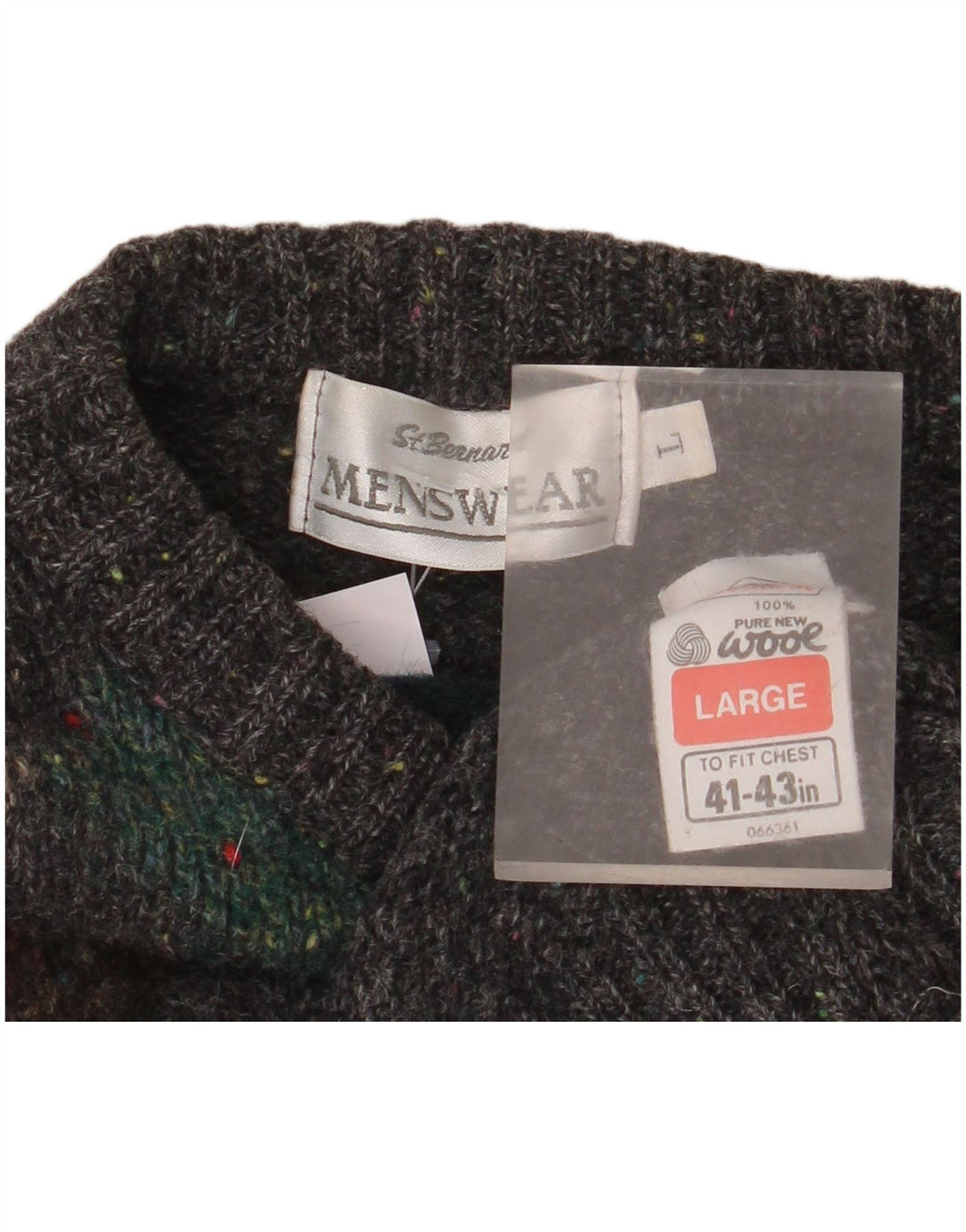 ST. BERNARD Męski sweter z okrągłym dekoltem, duży, szary Argyle/Diament