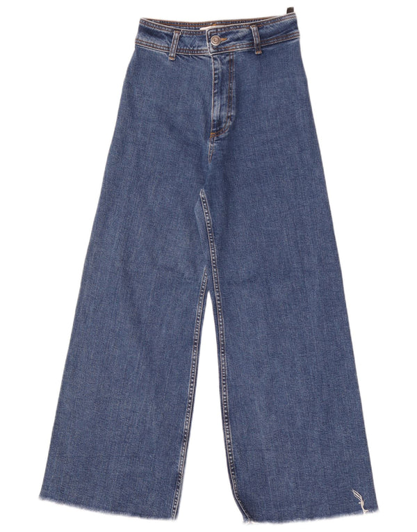 Damskie jeansy z szeroką nogawką Zara z wysokim stanem EU 34 2XS W24 L28 Niebieskie