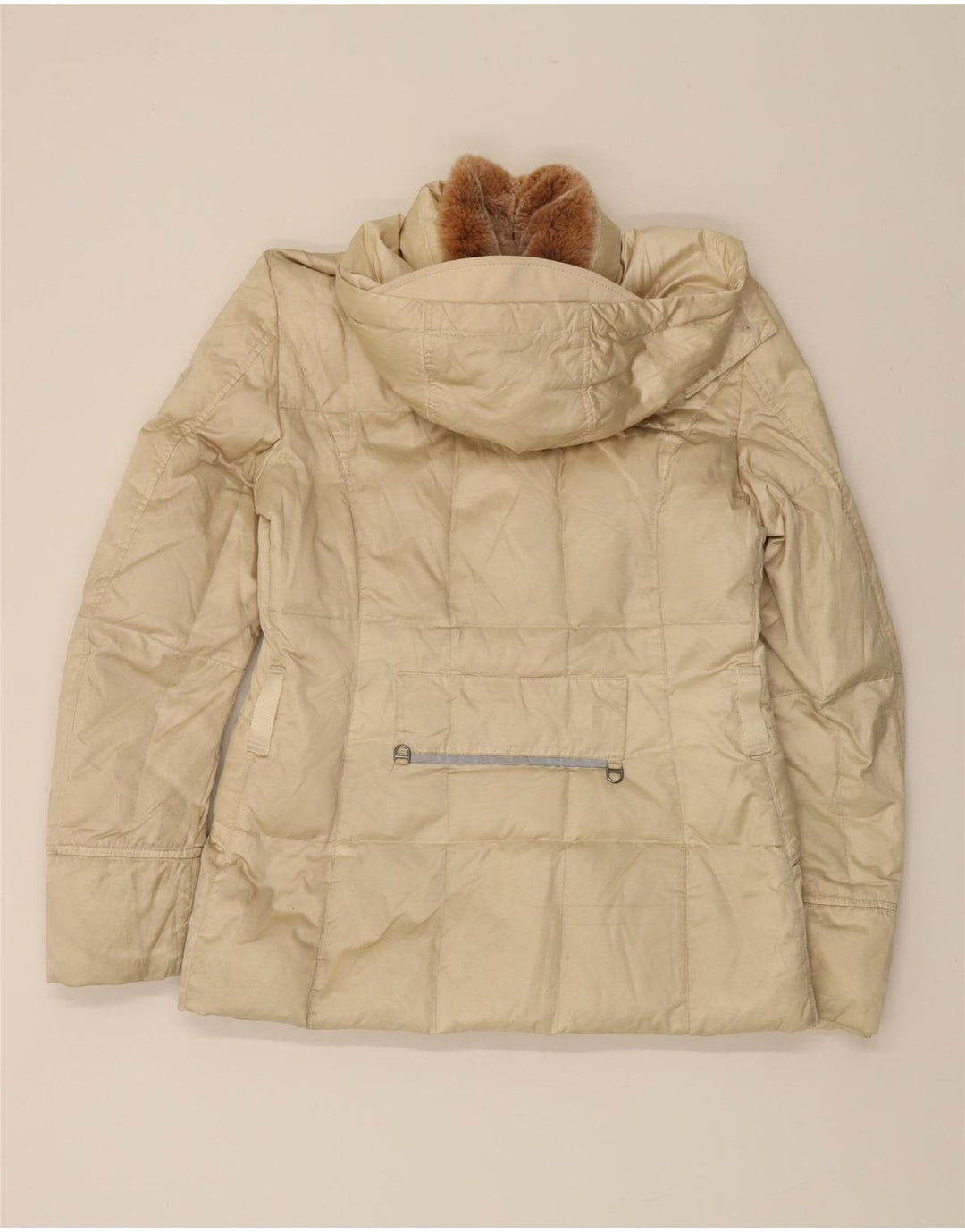PEUTEREY Womens Hooded Padded Jacket IT 44 Medium Beige Cotton Vintage PEUTEREY and Second-Hand PEUTEREY from Messina Hembry 