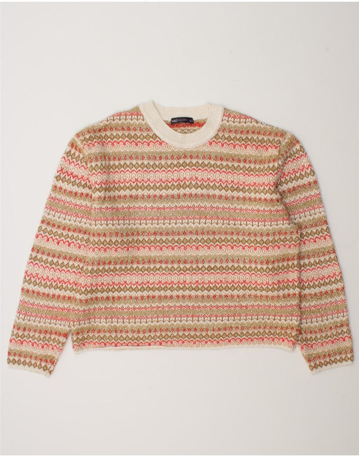 Marks & Spencer Damski sweter z okrągłym dekoltem, UK 16, duży, wielokolorowy