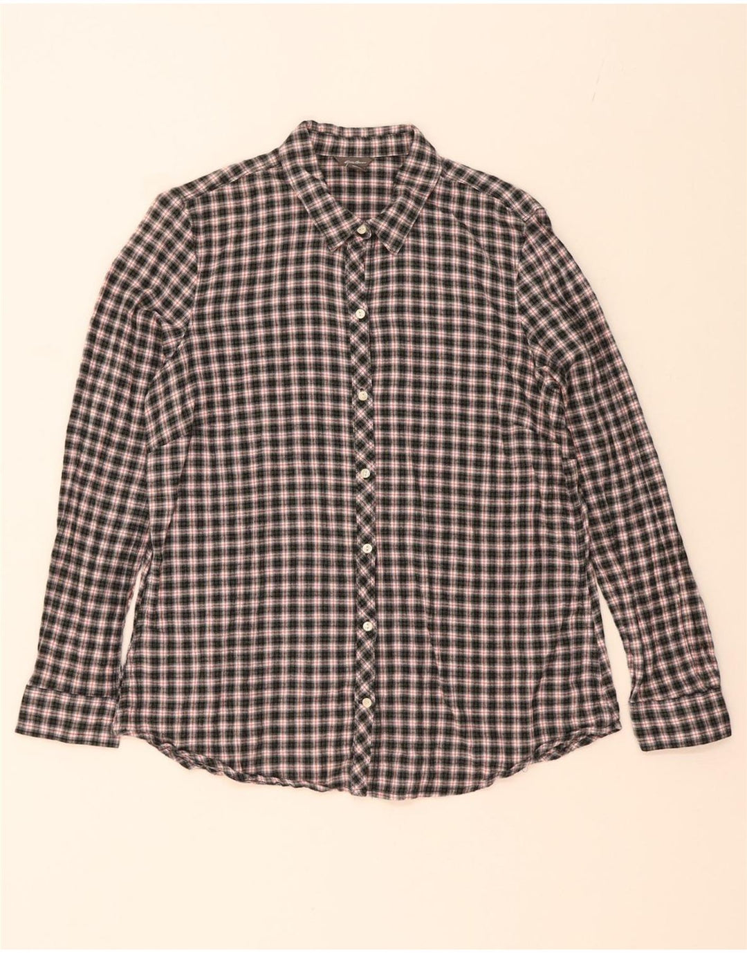 EDDIE BAUER Womens Flannel Shirt UK 16 Large Grey Check Cotton Vintage Eddie Bauer and Second-Hand Eddie Bauer from Messina Hembry 