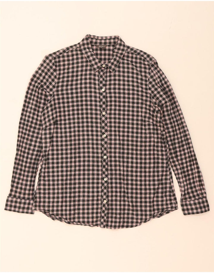 EDDIE BAUER Womens Flannel Shirt UK 16 Large Grey Check Cotton Vintage Eddie Bauer and Second-Hand Eddie Bauer from Messina Hembry 