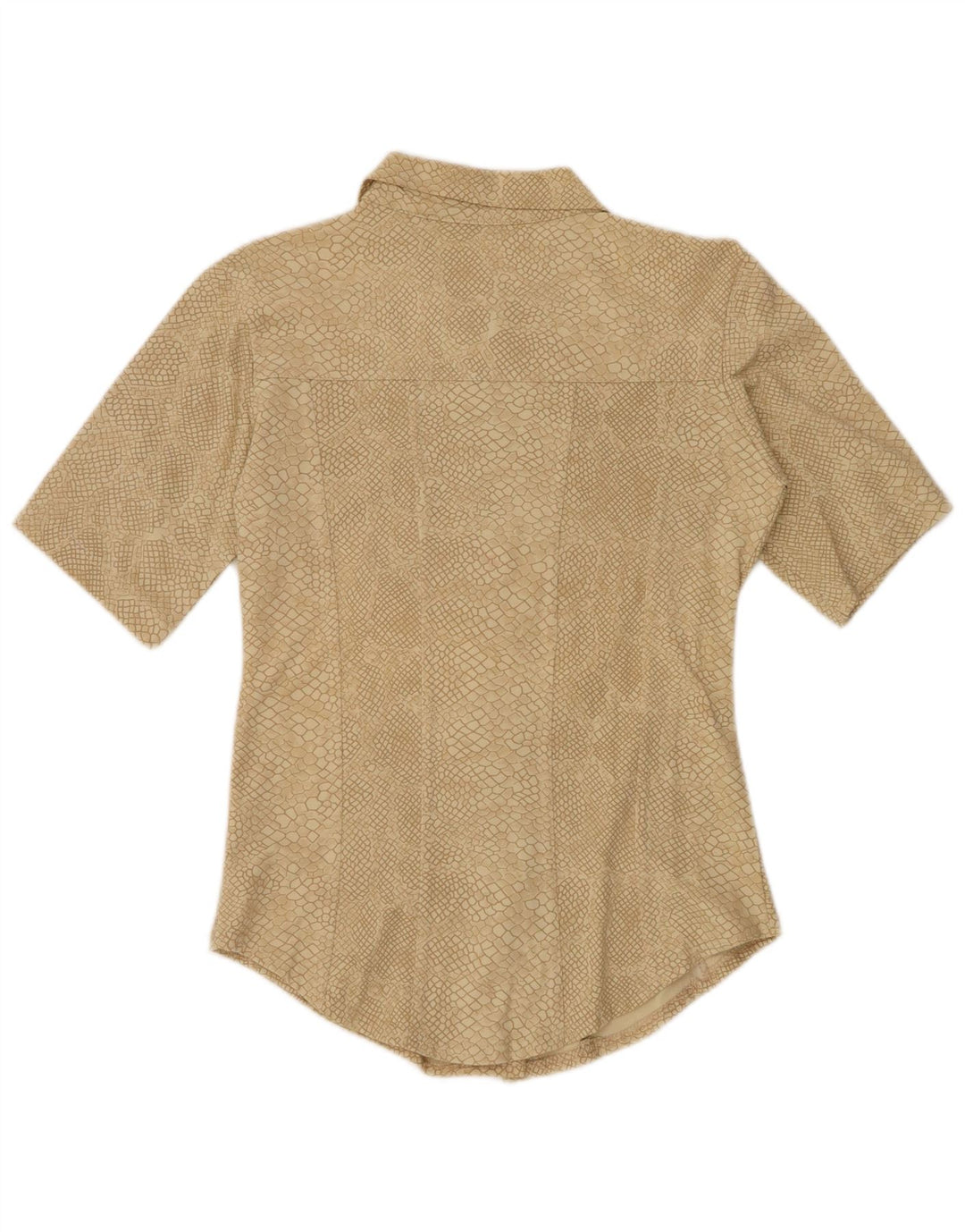 Koszula damska VINTAGE w abstrakcyjny wzór UK 12, średni beżowy nadruk zwierzęcy