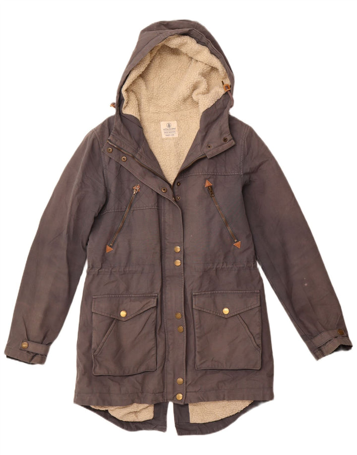 Damska kurtka Sherpa Parka z kapturem VOLCOM US 10, duża, szara bawełna