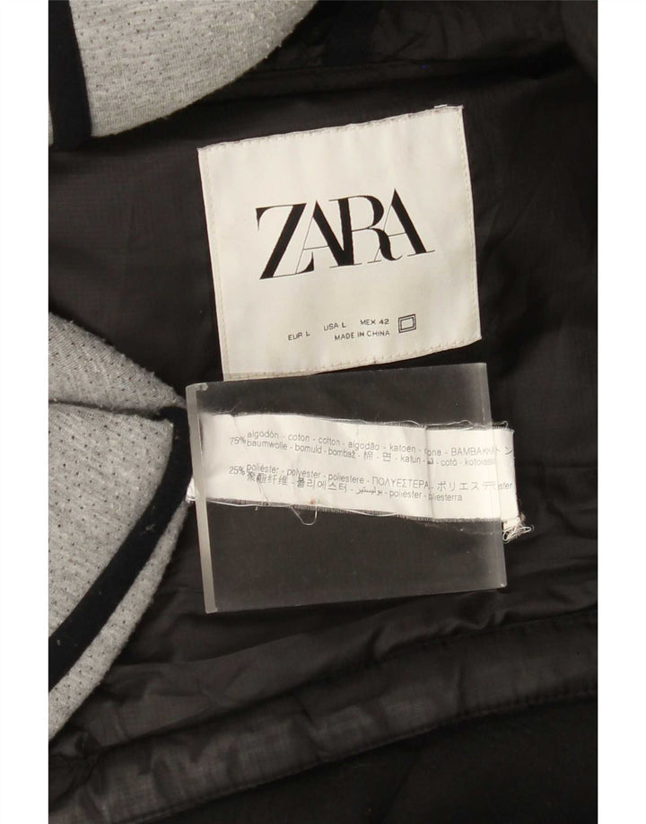 Męska ocieplana kurtka z kapturem Zara UK 40, duża, czarna bawełna