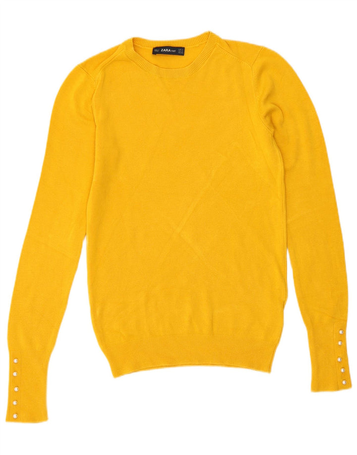 Sweter damski Zara z okrągłym dekoltem UK 10, mały, żółty