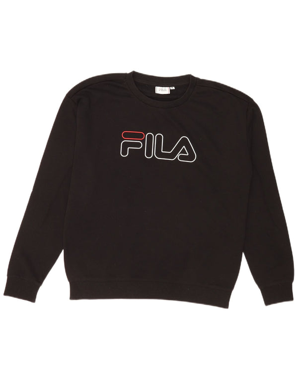 Damska bluza z grafiką Fila, UK 10/12, średnia czarna bawełna