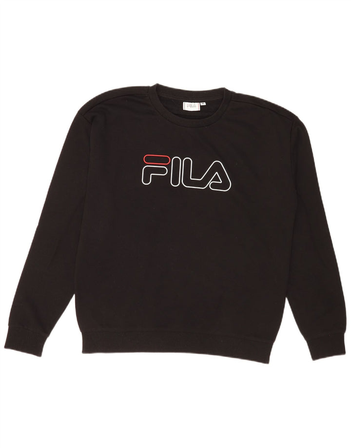 Damska bluza z grafiką Fila, UK 10/12, średnia czarna bawełna