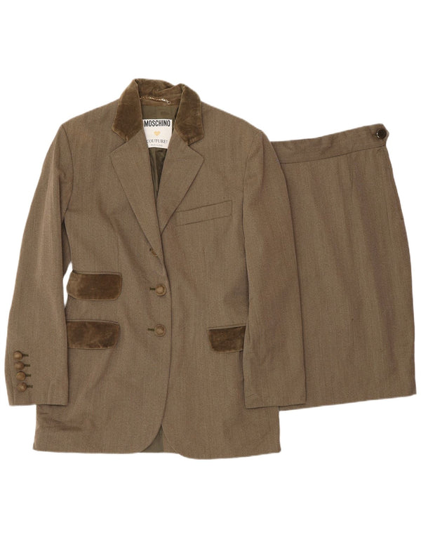 MOSCHINO damski zestaw spódnic zapinanych na 3 guziki i 2 części UK 12 Medium W28 brązowy klasyczny