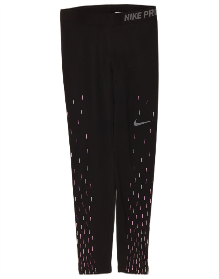 Damskie legginsy Nike Dri Fit Graphic UK 12, średnie czarne geometryczne