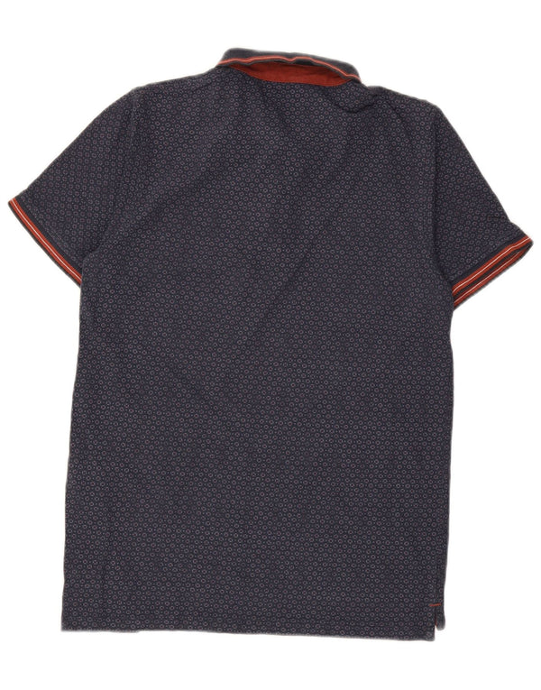 Męska koszulka polo JACK & JONES Premium, średnia, granatowa, geometryczna bawełna