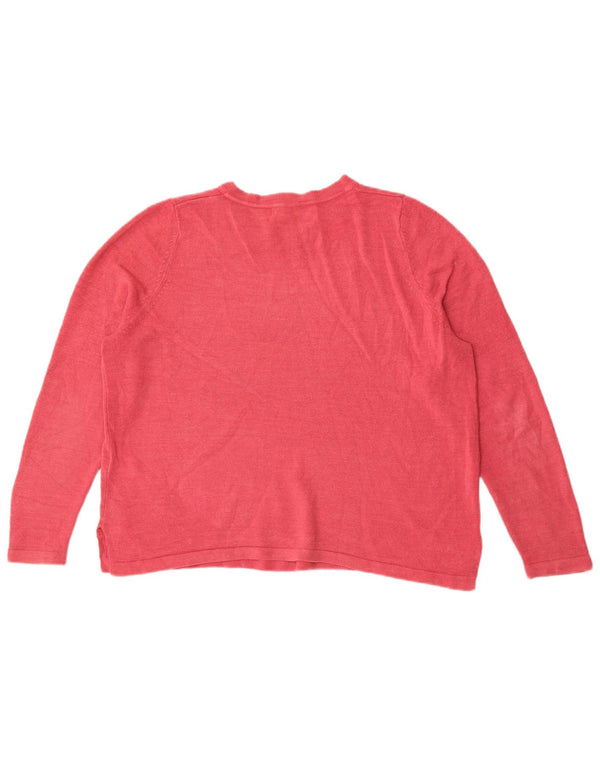 Marks & Spencer Damski sweter z dekoltem w łódkę, UK 18 XL, czerwony akryl