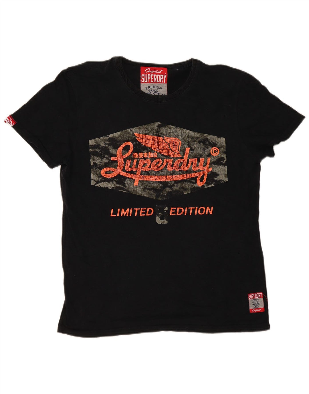 Męski T-shirt z grafiką Superdry, duży, czarny, bawełniany