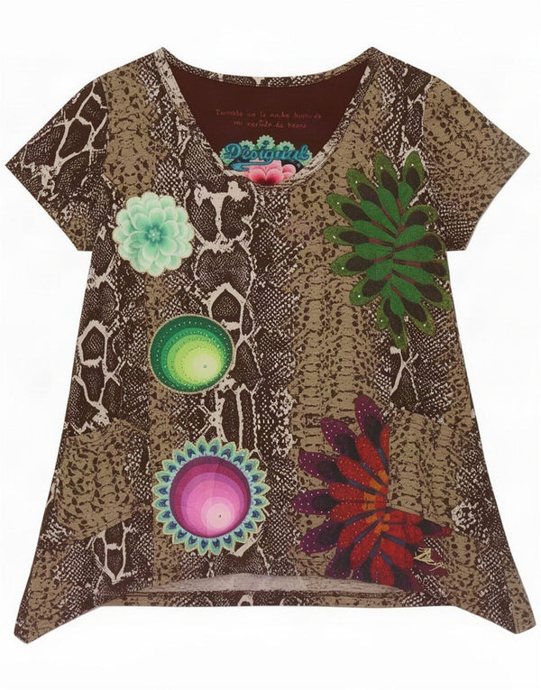 Asymetryczna tunika damska Desigual UK 18 XL Wielobarwny nadruk zwierzęcy