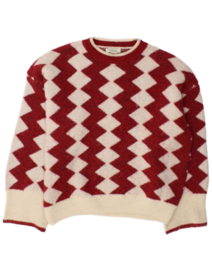 Damski sweter oversize Oasis z okrągłym dekoltem UK 10, mały, czerwony, geometryczny