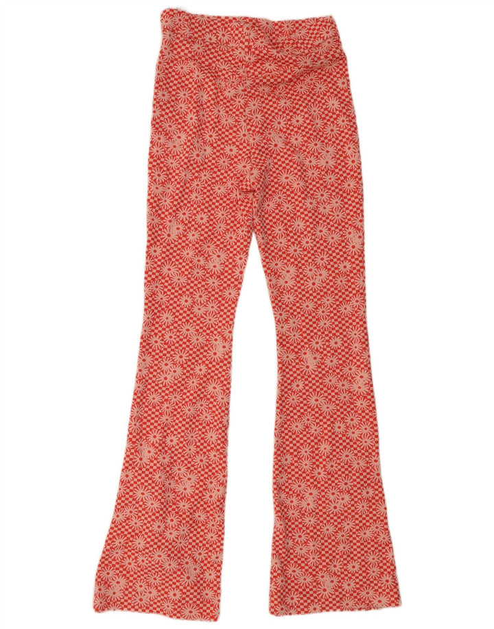 Spodnie damskie Zara Flare, średnie W28 L33, pomarańczowy, kwiatowy poliester
