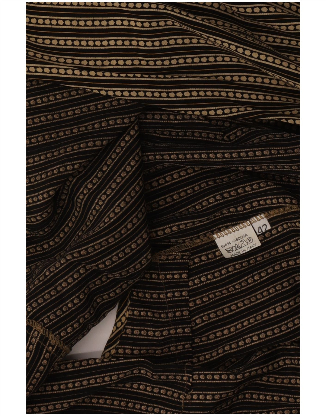 Vintage damski krótki top bez rękawów IT 42 w średnim beżowym kolorze wiskoza w paski