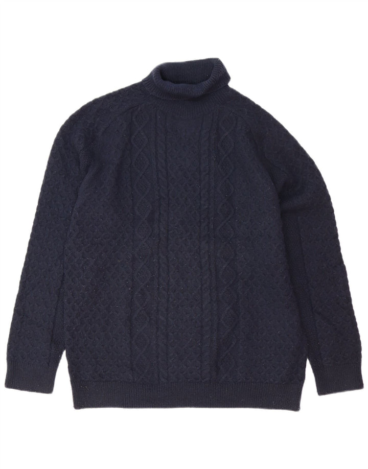 Marks & Spencer Męski sweter z golfem, duży, granatowy, poliester