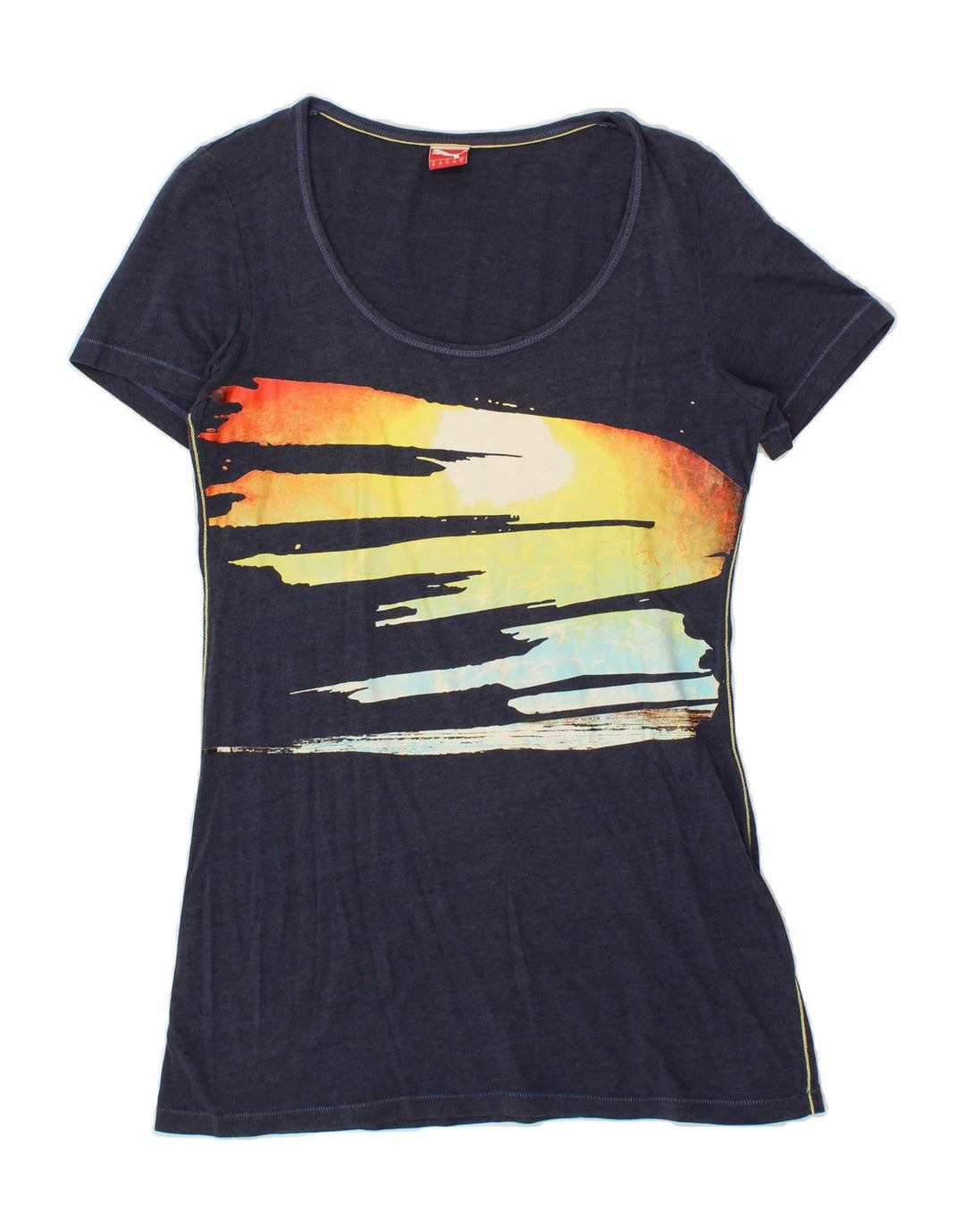 PUMA Womens Graphic T-Shirt Top UK 12 Medium  Navy Blue Vintage Puma and Second-Hand Puma from Messina Hembry 